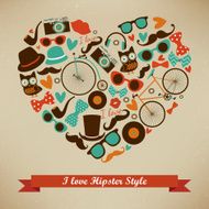 I Love Hipster Style Icon Set N2
