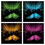 Party Time flyers with party people silhouettes N2