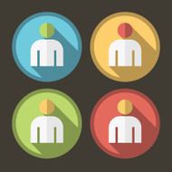 Flat Personal Icon on Circular Colored Buttons
