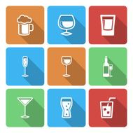 Drink Icons with long shadow