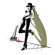 stylish pretty women in jeans with blood axe N2