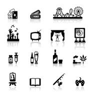 Set of black fun and entertainment icons