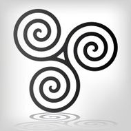 Triple celtic spiral design in black colors Grey background N2
