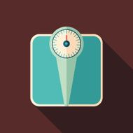 Retro bathroom scales flat square icon with long shadows