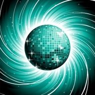 Discoball on shiny blue grunge background