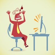 Man using computer in anger