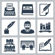 Vector writer icons set N2