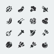 Vector vegetables mini icons set