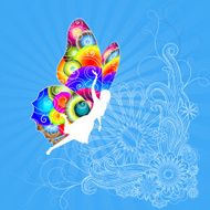 Colored Butterfly in Floral Design
