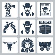 Vector isolated western icons set