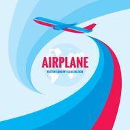 Airplane - vector concept illustration with abstract background