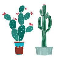 Watercolor cacti set N4