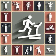Fitness sport vector flat icons set N5