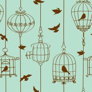 Seamless pattern of birds and cages N2