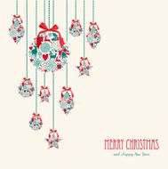 Merry Christmas hanging elements decoration composition N2