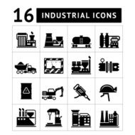 Industrial and factory icons set