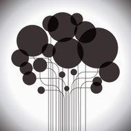 circles and lines form the shape of an abstract tre N2