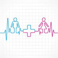 Heartbeat make male female and medical symbol N2