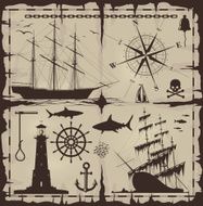Set of nautical design elements N4