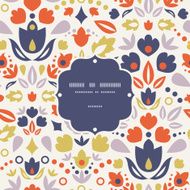 Ornamental folk tulips frame seamless pattern background