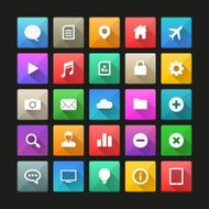 Long shadow flat icon set N3