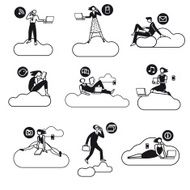 Cloud Computing Silhouettes BN