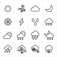 Flat Line Icons Weather Vector Illustration