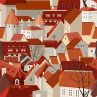 landscape with tile roofs