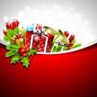Holiday illustration on a Christmas theme with gift boxes