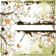 Grunge floral space for text