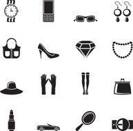 Silhouette woman and female Accessories icons N2