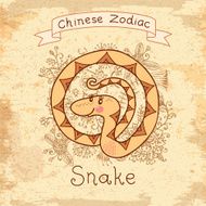 Vintage card with Chinese zodiac - Snake N2