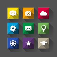 Flat long shadow web icons