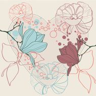Valentine heart in floral style isolated N2