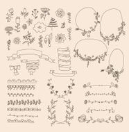 Big set of floral graphic design elements N34