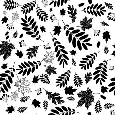 Black on white autumn leaf seamless background for your design