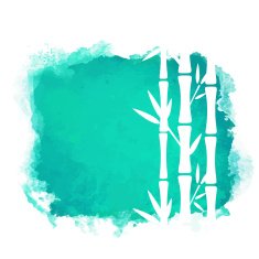 Watercolor paint stain and bamboo trees