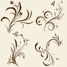 Set of decorative floral ornaments