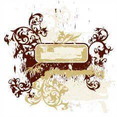 calligraphy flowers ornament on brown vignette N2