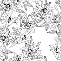 Vector seamless pattern with decorative lily flowers