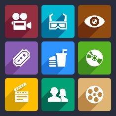 Movie Flat Icons Set 38