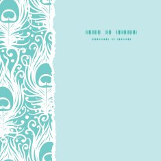 Soft peacock feathers vector square torn seamless pattern background