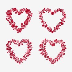 Vector floral frames in the shape of heart N4