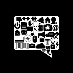 Vector bubble speech icon on black background