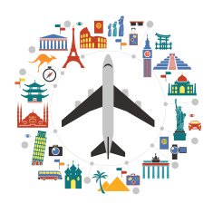 Infographic design template with travel icons and airplane N2