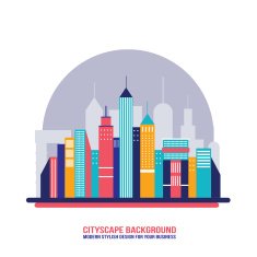 Cityscape background City building silhouettes Flat design N7