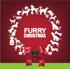 Furry Christmas Wreath greeting card design