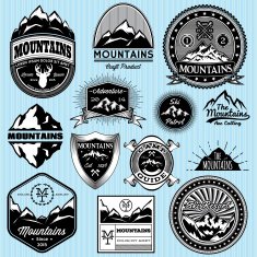 set of templates for emblems with different mountains N2