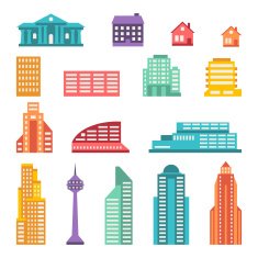 Cityscape icon set of buildings N3
