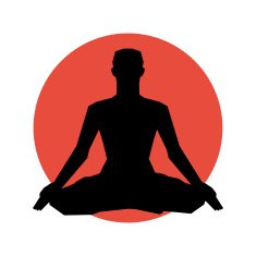 Human silhouette in yoga pose Vector illustration Background